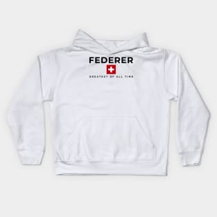 Roger Federer GOAT Made In Switzerland black Kids Hoodie